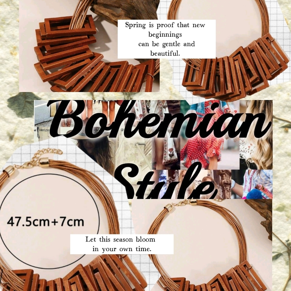 Bohemian Brown Multi-Strand Statement Necklace